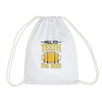 Will Fix Teeth For Beer 2 - Drawstring Bag - white - Front