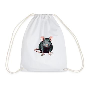 Rat - Drawstring Bag - white - Front