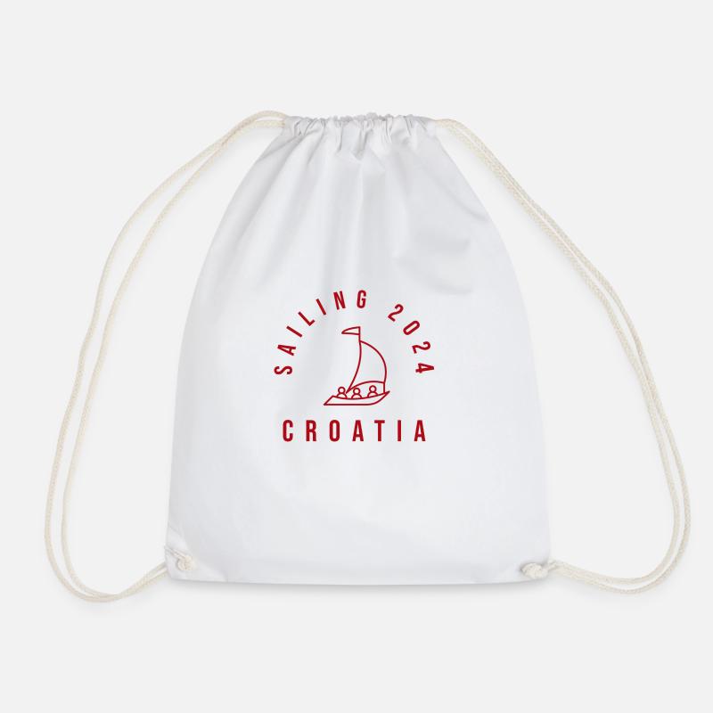 sailing croatia 2024 rund rot 1 - Turnbeutel - Weiß