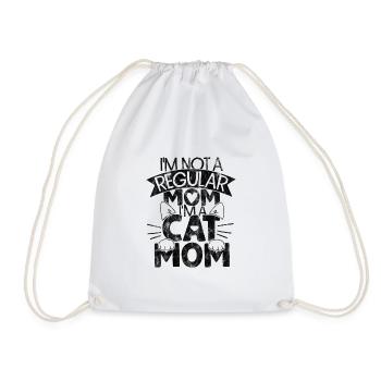 i'm not a regular mom i'm a cat mom - Drawstring Bag - white - Front