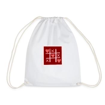 Tic tac toe game for lovers - Hearts 2403-8 - Drawstring Bag - white - Front