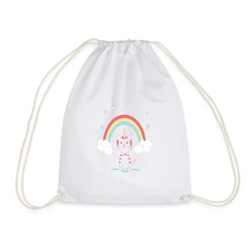 jolie chemise de licorne chat arc-en-ciel - Sac de sport léger - blanc - Devant