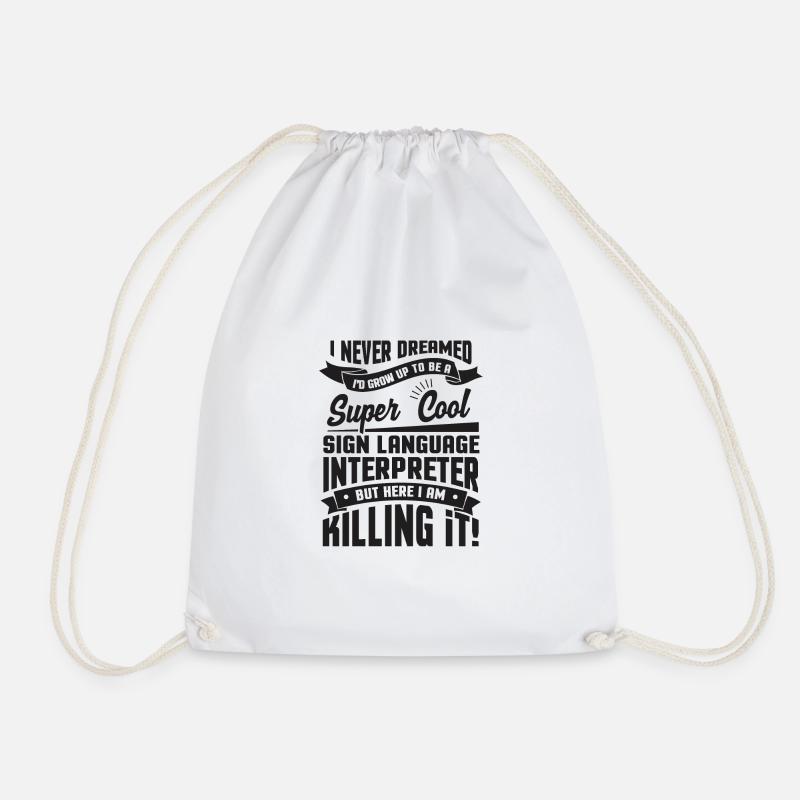 Sign Language Sign Language Dolmetcher - Drawstring Bag - white