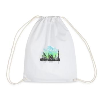 Dubai Tourismus Wasserfarbe Skyline Geschenk - Turnbeutel - Weiß - Vorne