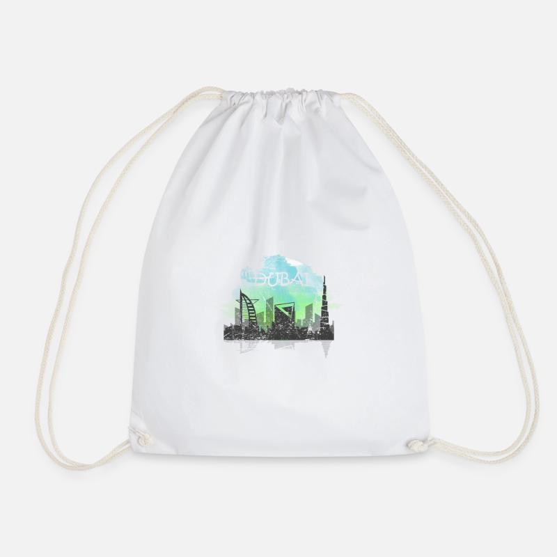 Dubai Tourismus Wasserfarbe Skyline Geschenk - Turnbeutel - Weiß
