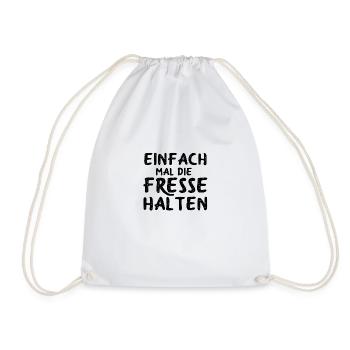 Halt die Schnauze Spruch - Fresse halten - Turnbeutel - Weiß - Vorne
