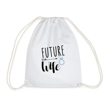 Wedding Bride Engagement Marriage Request Gift - Drawstring Bag - white - Front