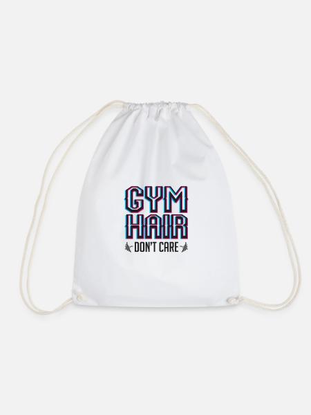 Sport fitness hair funny saying gift - Drawstring Bag - white