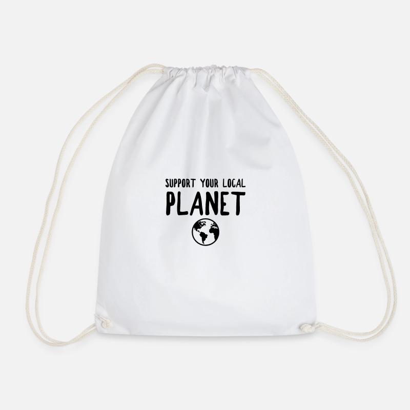 Support your local planet - Drawstring Bag - white