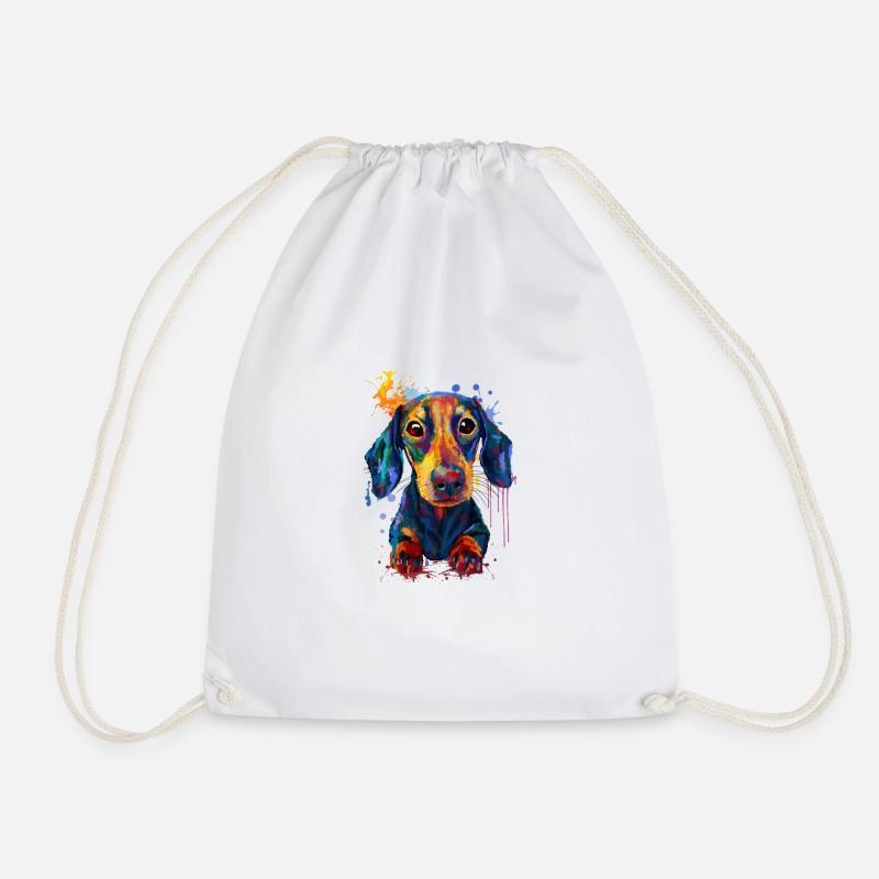 Dachshund gift for Dachshund mom - Drawstring Bag - white