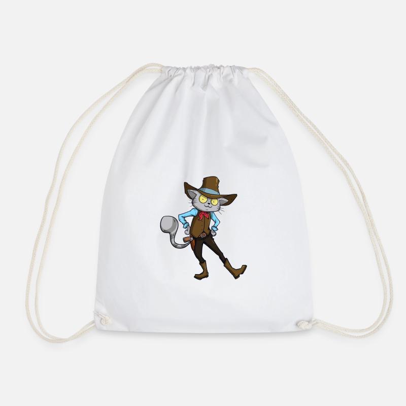 Line Dance Cat Cowboy Graphic Silhouette Line Danc - Turnbeutel - Weiß