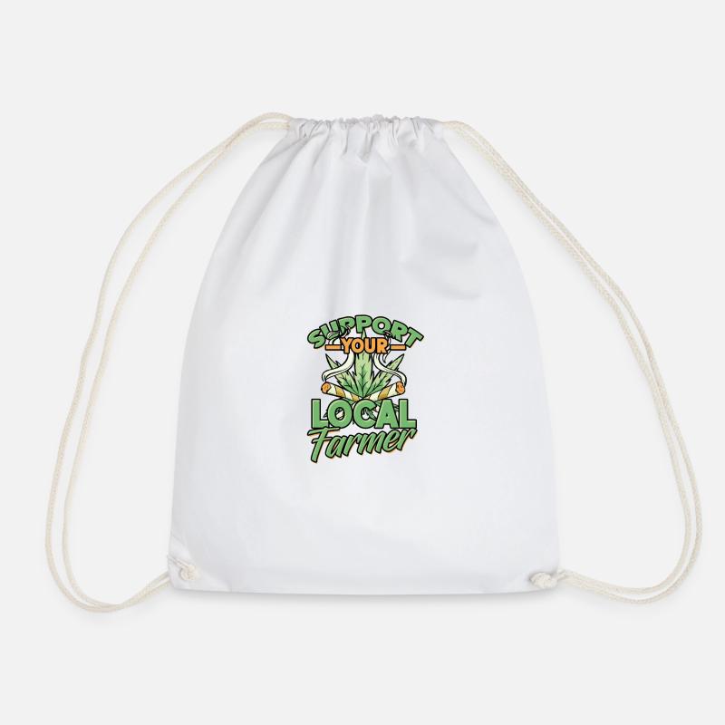 Support your local farmer – Cannabis, weed pot - Drawstring Bag - white