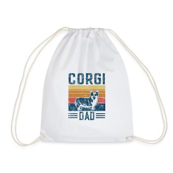 Dogs | Corgi Papa - Vintage Welsh Corgi Dad - Drawstring Bag - white - Front