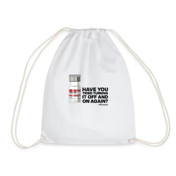 Have you tried to turn on again - adenosine - Drawstring Bag - white - Front