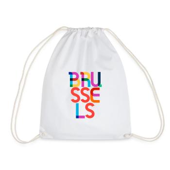 Brussels Belgium Pop Art Letters - Drawstring Bag - white - Front