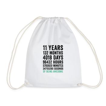 Birthday 11 Years Of Being Awesome - Drawstring Bag - white - Front