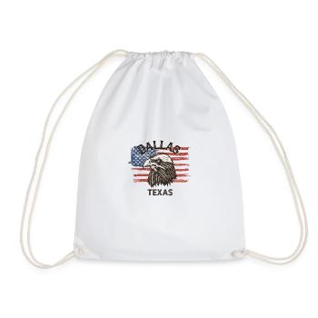 USA Flag Eagle Texas Vintage Dallas - Drawstring Bag - white - Front