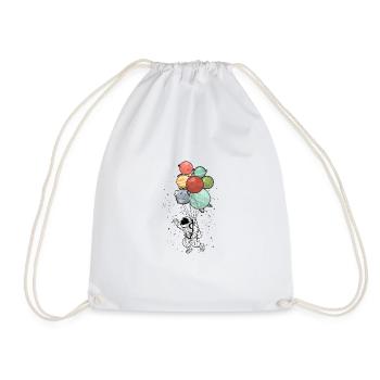 Astronaut holding Planet Balloons Space - - Drawstring Bag - white - Front