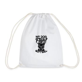 My dog won't fight but I will - doggo - Drawstring Bag - white - Front