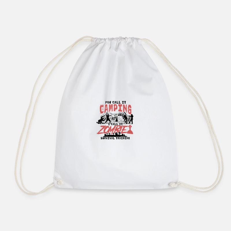 Camping Zombie Survival Training - nature - Drawstring Bag - white