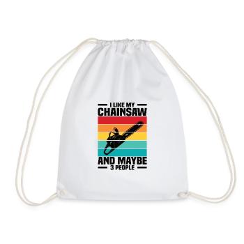 Wood Chainsaw Lumberjack Woodworker Climbing - Drawstring Bag - white - Front