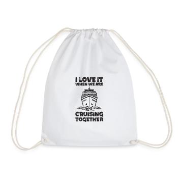 I love it when we are cruising together - beach - Drawstring Bag - white - Front