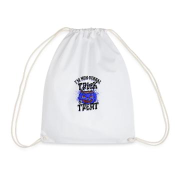 I'm non verbal trick or treat - scary pumpkin - Drawstring Bag - white - Front