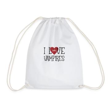 I love vampires - blood - Drawstring Bag - white - Front
