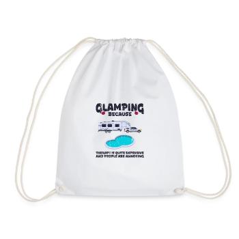 Glamping because therapy is quite expensive and - Drawstring Bag - white - Front