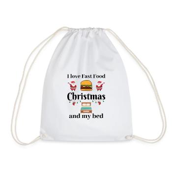 I love fast food, christmas and my bed - Turnbeutel - Weiß - Vorne