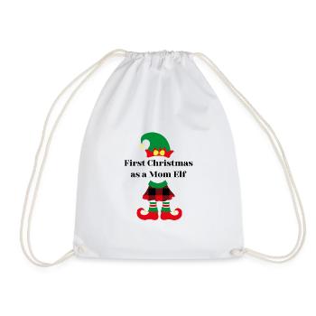 First Christmas as a Mom Elf - Drawstring Bag - white - Front