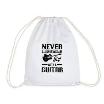Guitar Girl Music Bass Player Gift Woman - Drawstring Bag - white - Front