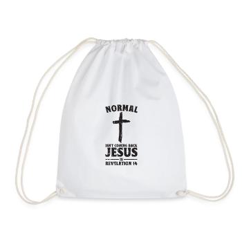 Normal isn't coming back Jesus is revelation 14 - - Drawstring Bag - white - Front
