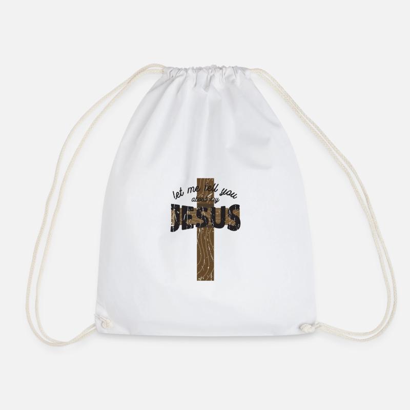 Lass mich dir von meinem Jesus erzählen - katholisch - Turnbeutel - Weiß