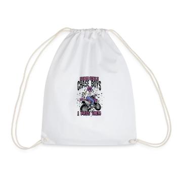 Some girls chase boys I pass them - dirt bike - Drawstring Bag - white - Front