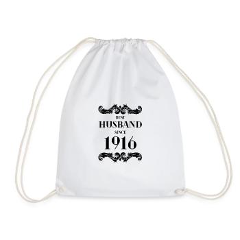 Best Husband Since 1916 Wedding Anniversary - Drawstring Bag - white - Front