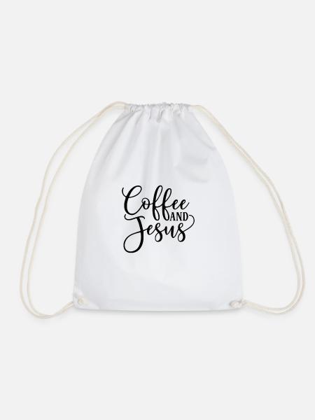 Jesus Kaffee Christus Koffein Geburt Gebet Kreuz - Turnbeutel - Weiß