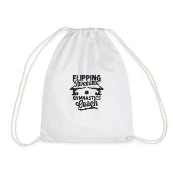 Flipping Awesome Gymnastics Coach - coach - Drawstring Bag - white - Front