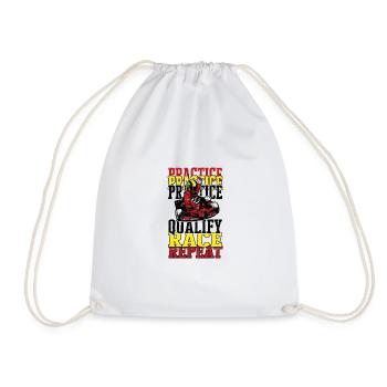 Practice Qualify Race Repeat - race track - Drawstring Bag - white - Front