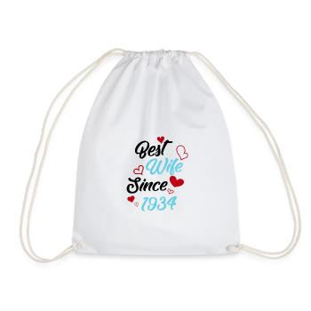 Anniversary Best Wife Since 1934 Wedding - Drawstring Bag - white - Front