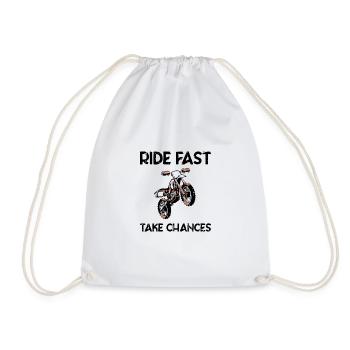 Ride fast, take chances - Dirt bike - Drawstring Bag - white - Front