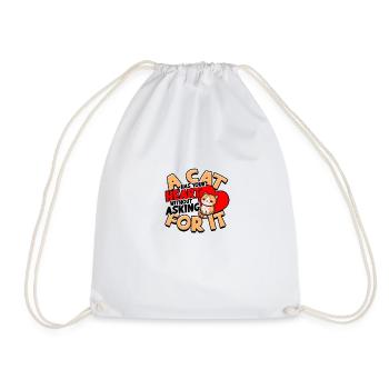 A cat has your heart without asking for it - Cat - Drawstring Bag - white - Front
