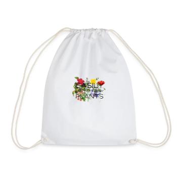 easily distracted by plants - botany - Drawstring Bag - white - Front