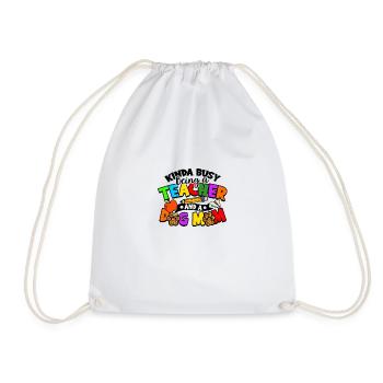 Leopard Kinda Busy Being A Teacher And Dog Mom - - Drawstring Bag - white - Front