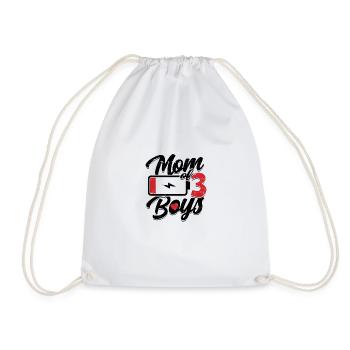 Mom of 3 boys - Motherhood - Drawstring Bag - white - Front