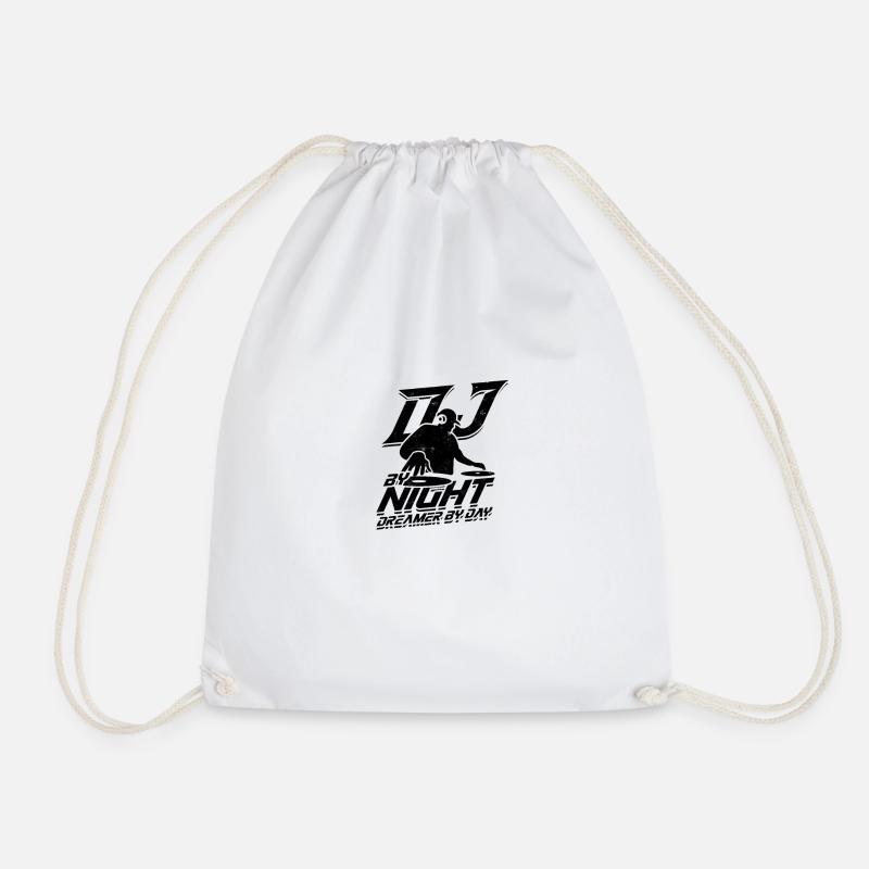 DJ by night, dreamer by day - DJ - Drawstring Bag - white