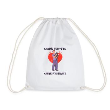 Caring for pets, caring for hearts - Veterinarian - Drawstring Bag - white - Front