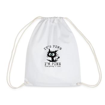IT'S FINE I'M FINE EVERTHING IS FINE Cat - Stress - Drawstring Bag - white - Front
