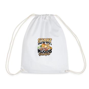 Start your day with a delicious breakfast - - Drawstring Bag - white - Front