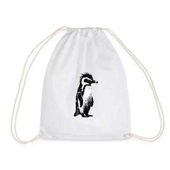 Ausgefallenes Pinguin-Liebhaber-Geschenk im urbanen Grunge-Stil - Turnbeutel - Weiß - Vorne